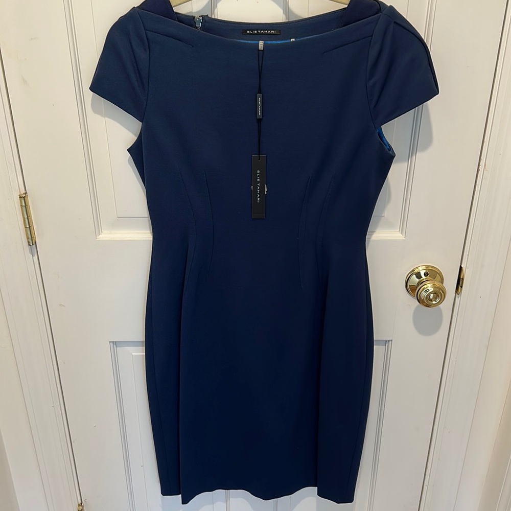 Elie Tahari navy blue “Davis” dress